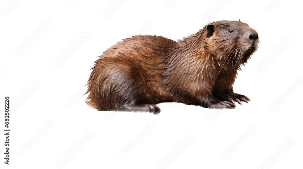 a Beaver, side 3/4 view, in a PNG, in a Nature-themed, isolated, and transparent photorealistic illustration. Generative ai a Beaver, side 3/4 view, in a PNG, in a Nature-themed, isolated, and transparent photorealistic illustration. Generative ai