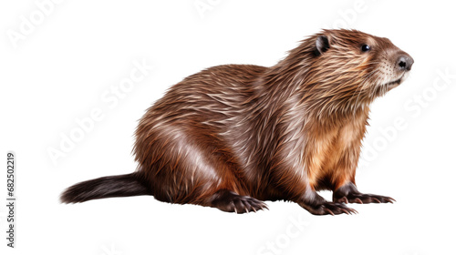 a Beaver, side 3/4 view, in a PNG, in a Nature-themed, isolated, and transparent photorealistic illustration. Generative ai © Purple Penguin GFX