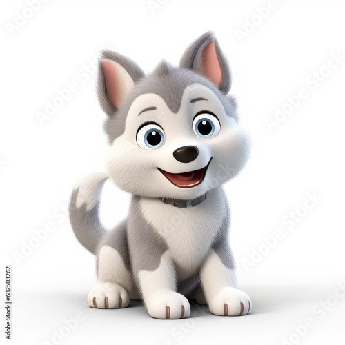 Cute Cartoon Siberian Husky...