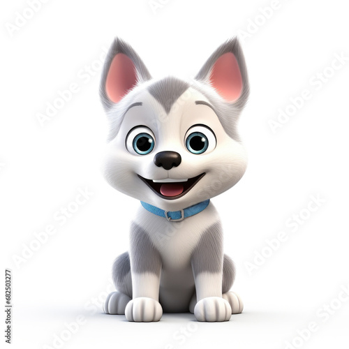 Cute Cartoon Husky Isolated...