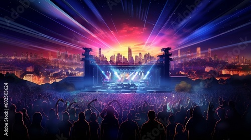 an image of city lights illuminating an outdoor music festival stage © Wajid