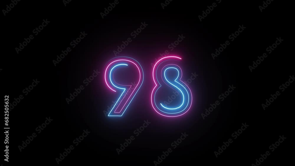 Neon number 98 with alpha channel, neon numbers, number ninety eight Neon number 98 with alpha channel, neon numbers, number ninety eight