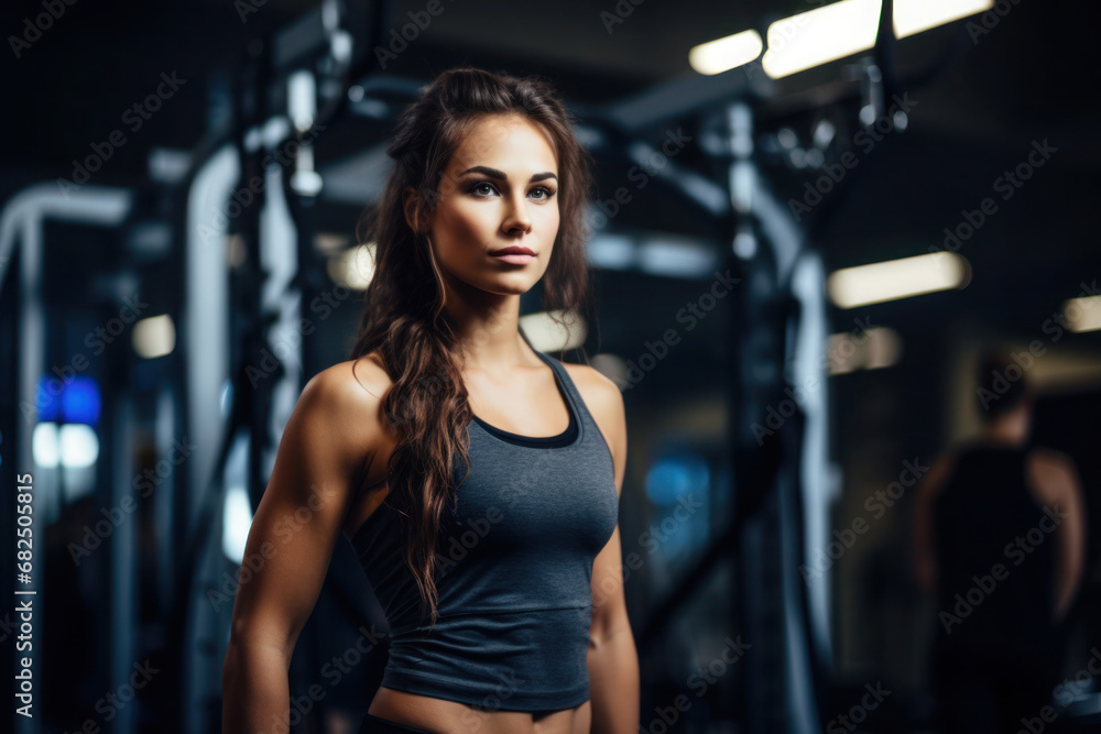 Athletic woman during the training in the gym Athletic woman during the training in the gym