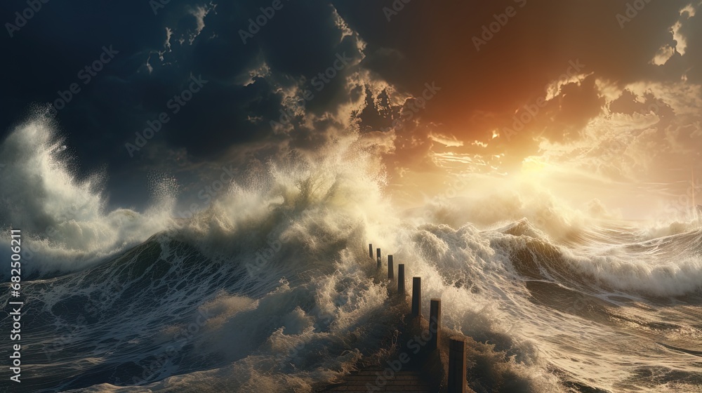 Moses Exodus Route. Crossing the red sea. Part of biblical narrative