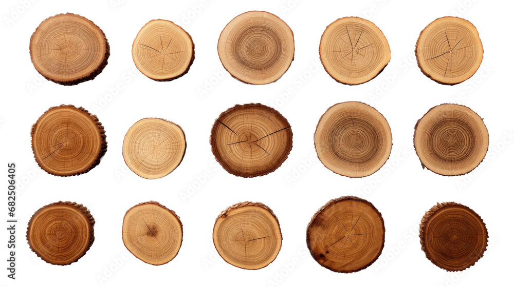 a round slab of wood in a top view, isolated and transparent PNG in a Woodworking-themed, photorealistic illustration. Generative ai a round slab of wood in a top view, isolated and transparent PNG in a Woodworking-themed, photorealistic illustration. Generative ai