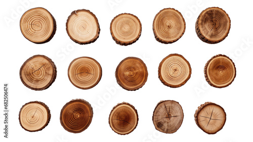 a round slab of wood in a top view,  isolated and transparent PNG in a Woodworking-themed, photorealistic illustration. Generative ai photo
