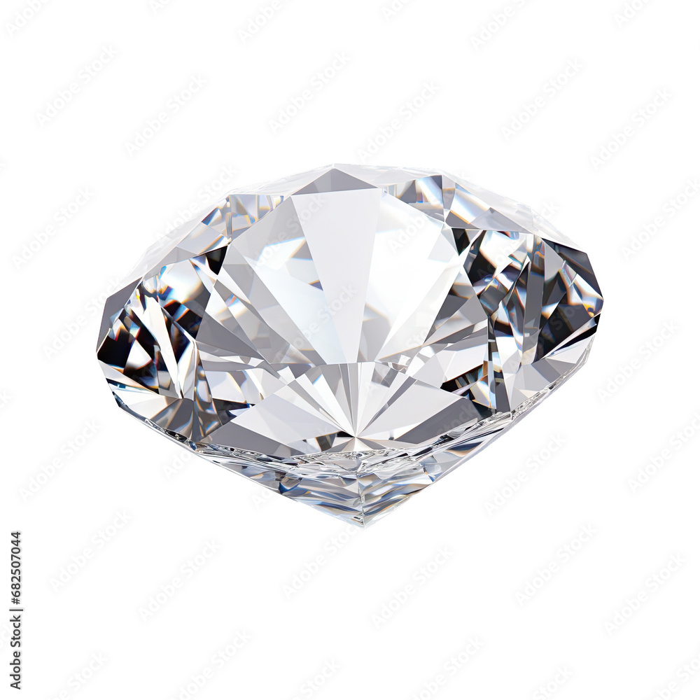 a Diamond in a classic cut side view and a 3/4 view in an isolated and transparent PNG in a Gift-themed, photorealistic illustration. generative ai