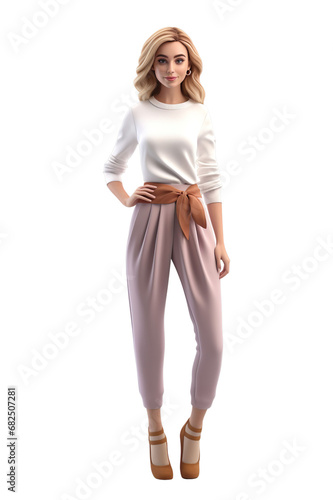 3d render. Full shot of Cartoon character young caucasian women Fashion Designer in pose isolated on transparent background. photo