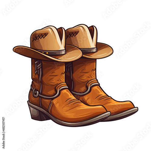Cowboy boots and western hat. Vector illustration