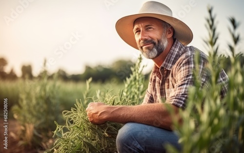A farmer is inspecting his fields photo