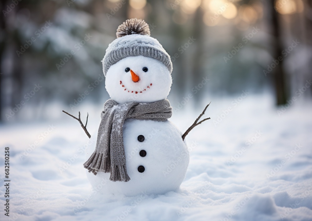 Obraz premium snowman on neutral background, 