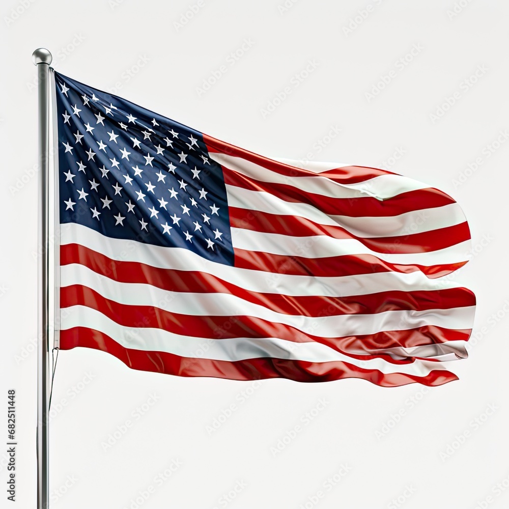 Fototapeta premium American Flag 3d illustration isolated on white background