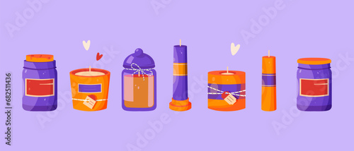 Set of scented candles. Home decorative candles