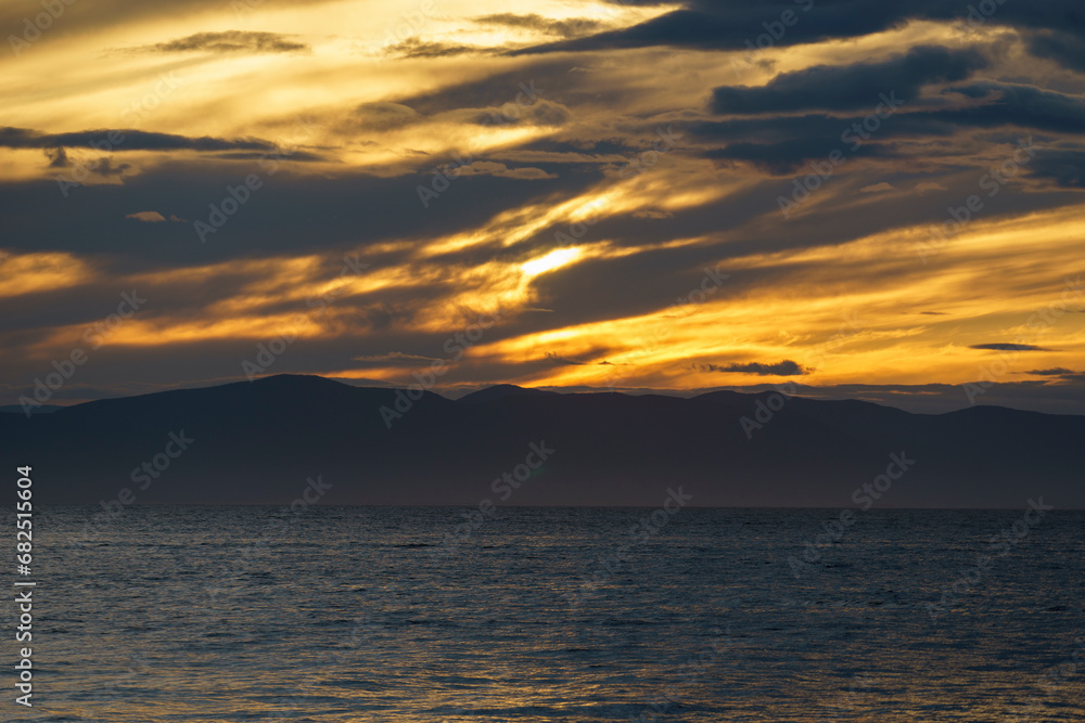 Dramatic sunset over the sea