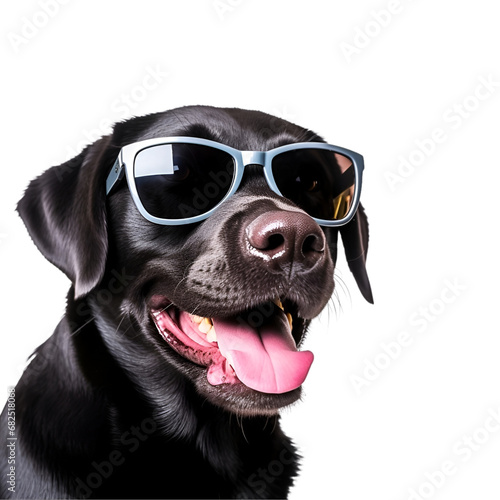 Happy and Cool Labrador Dog in Sunglasses, Ready for Summer, Black Dog, Isolated on Transparent Background, PNG 