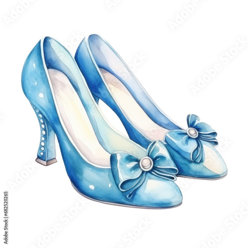 watercolor cartoon princess shoe isolated