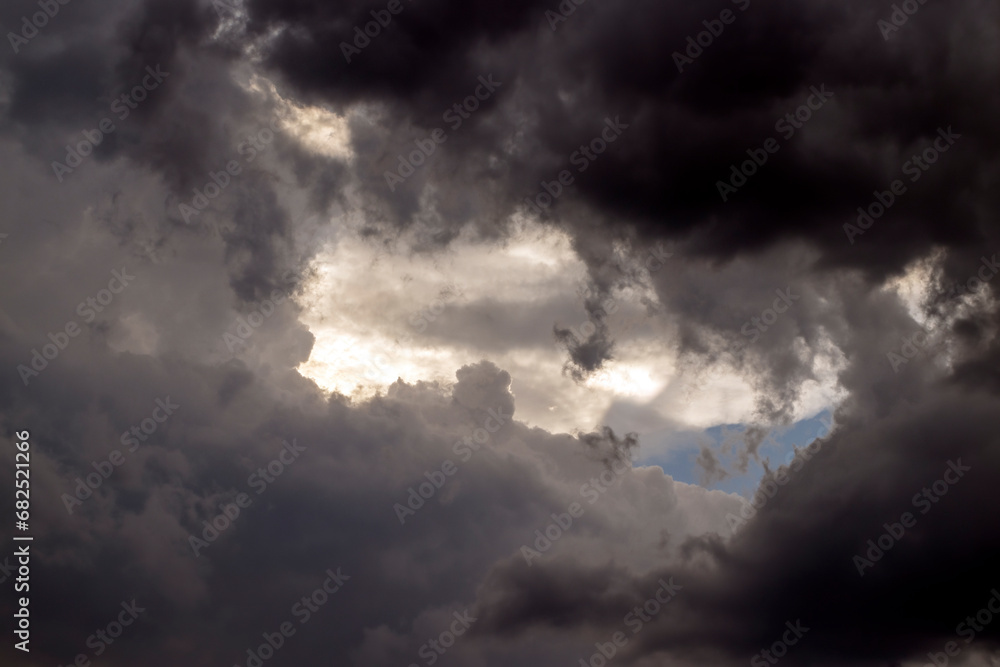 beautiful dramatic sky with dark clouds in summer