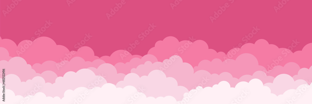 Concept of a background with fluffy clouds. Flat design of a paper cut sky. Vector illustration