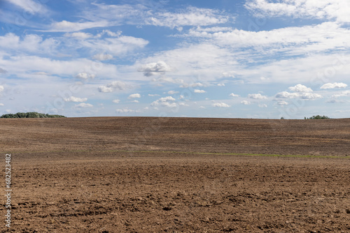 the soil plowed in the field during the preparation of the field