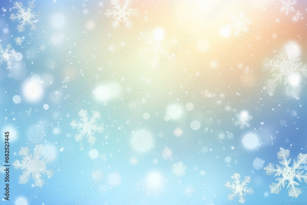 Winter holiday snow background. Christmas abstract backdrop with snowflakes.