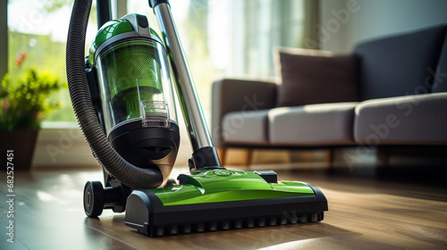 a modern vacuum cleaner cleans the house. ai generative photo