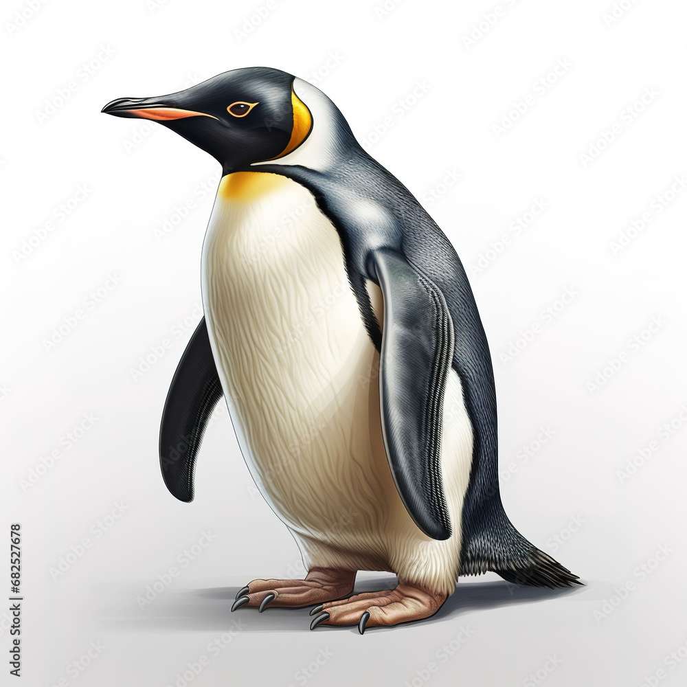 Naklejka premium 3D model of a penguin with white background