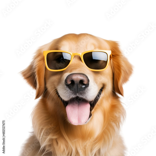 Cool Summer Ahead: The Happy Golden Retriever Dog in Beautiful Sunglasses is Ready - Isolated on Transparent Background, PNG 
