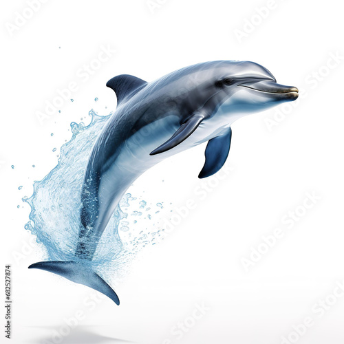 dolphin gliding on white background