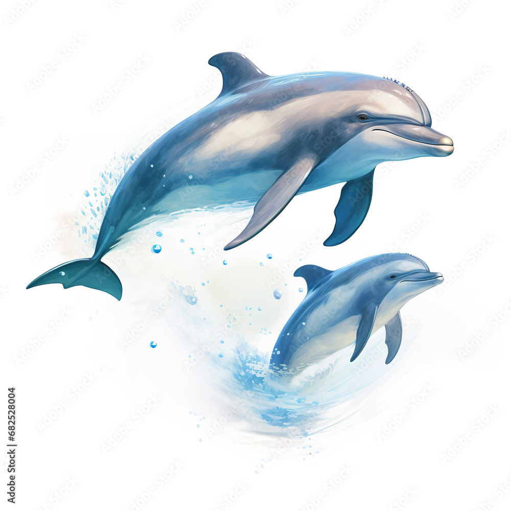 Obraz premium dolphin gliding on white background