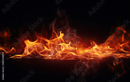 Magical Flames on Black Background - Enchanting Firelight for Captivating Designs