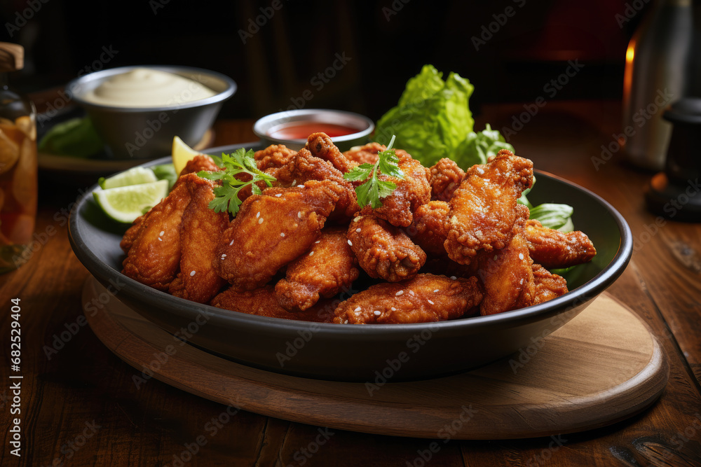 Crispy Chicken Wings on Plate Crispy Chicken Wings on Plate