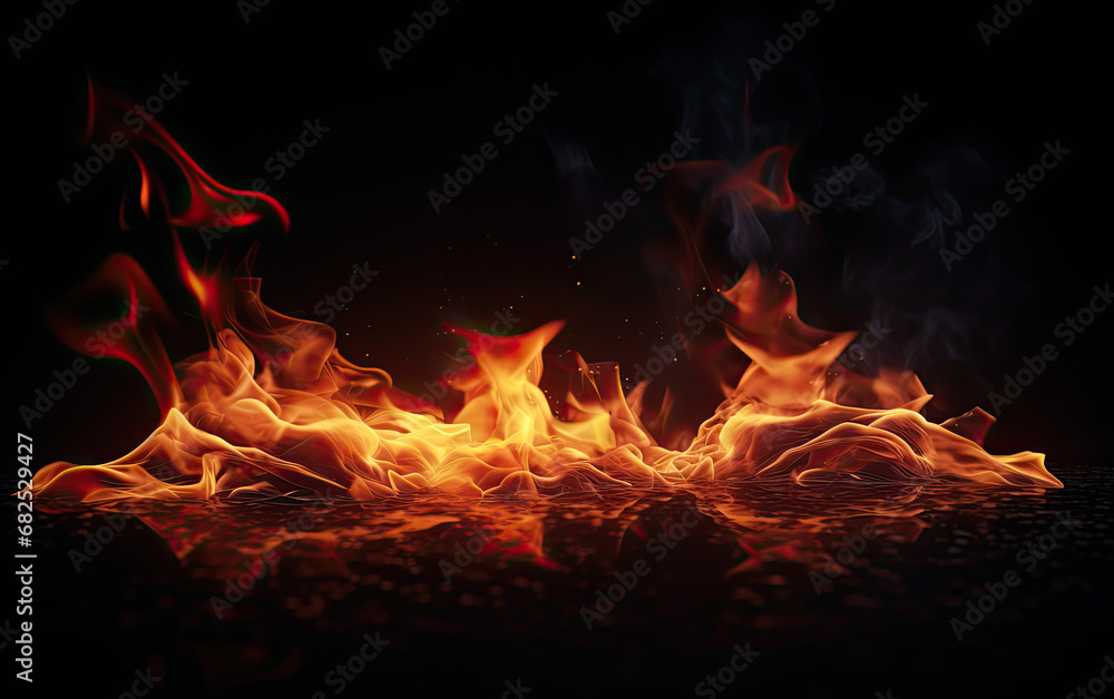 Magical Flames on Black Background - Enchanting Firelight for Captivating Designs Magical Flames on Black Background - Enchanting Firelight for Captivating Designs