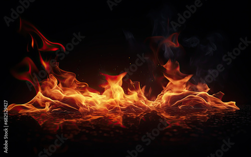 Magical Flames on Black Background - Enchanting Firelight for Captivating Designs © idea