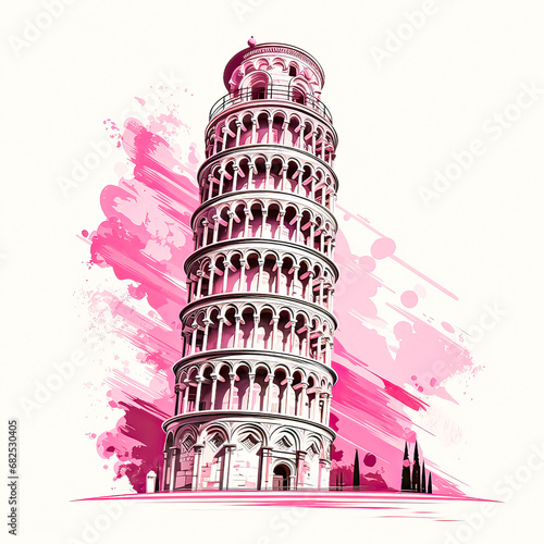 Leaning Tower of Pisa in watercolor A picturesque portrayal