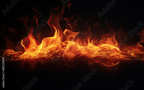 Magical Flames on Black Background - Enchanting Firelight for Captivating Designs © idea