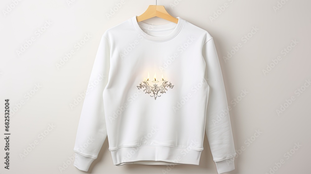 a flat white sweatshirt with short ties, impeccably displayed on a wrinkle-free white background, the elegance of modern advertising. a flat white sweatshirt with short ties, impeccably displayed on a wrinkle-free white background, the elegance of modern advertising.