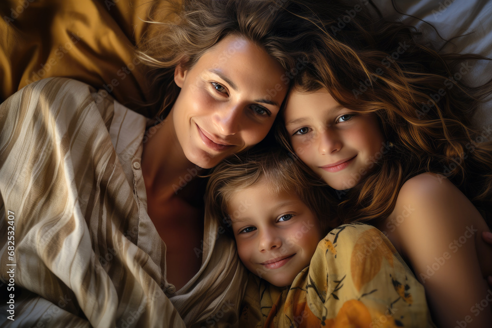 Mother and Children Share Precious Moments Mother and Children Share Precious Moments