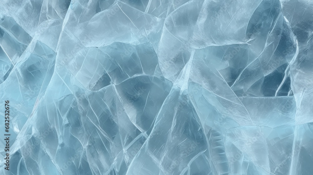 Obraz premium Blue Ice. The texture of cracked ice. Frozen ice pattern in winter cold freezing.