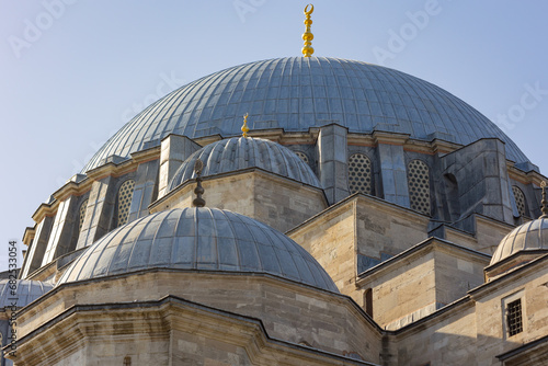 Domes of Suleymaniye Mosque. Ottoman architecture background photo photo