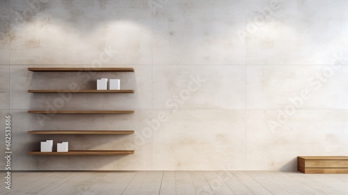 Chic boutique store with empty shelves for product display mockup AI generated illustration