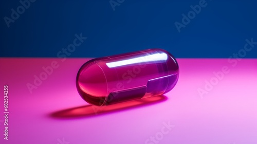 Close-up of a supplement capsule with a single-color backdrop  AI generated illustration
