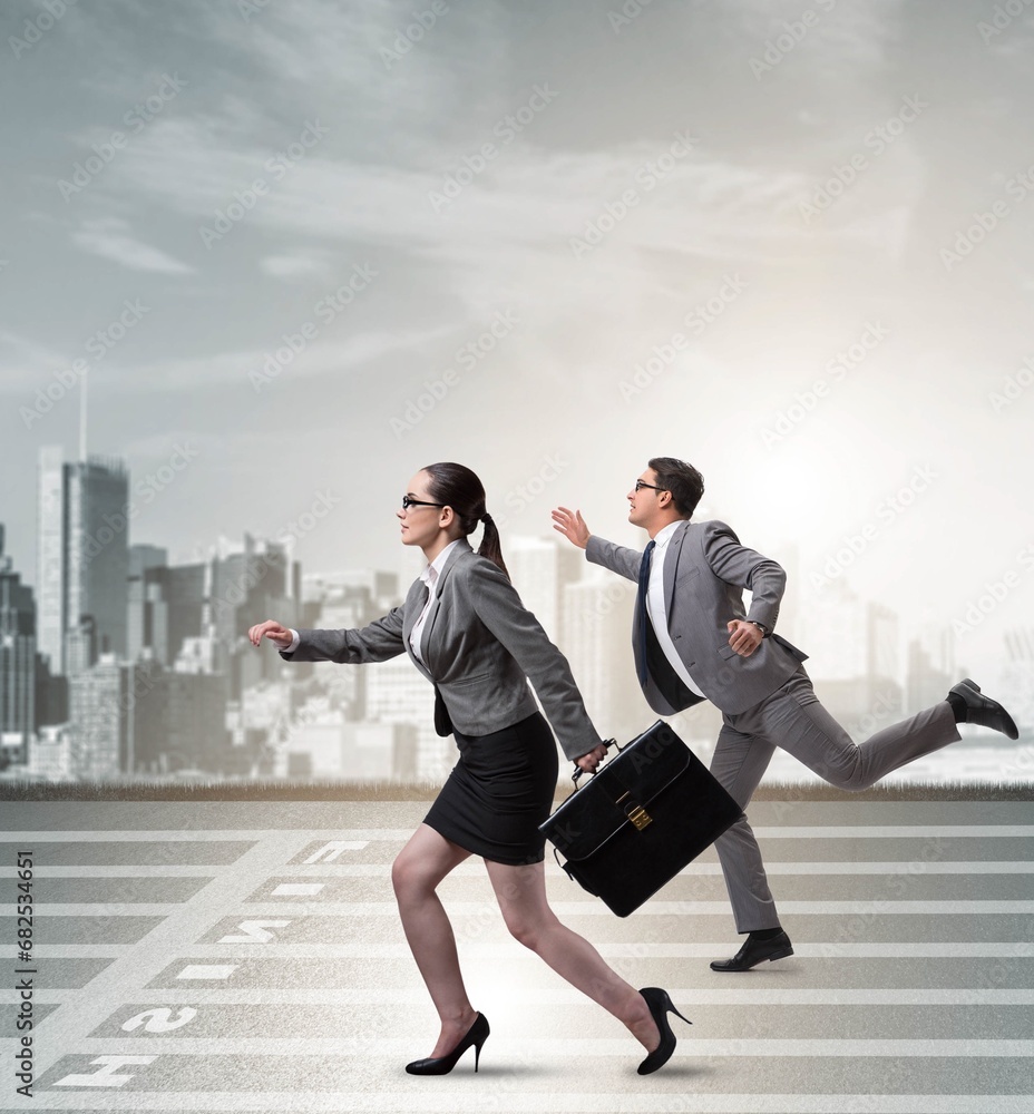 Businesspeople running in competition concept Businesspeople running in competition concept