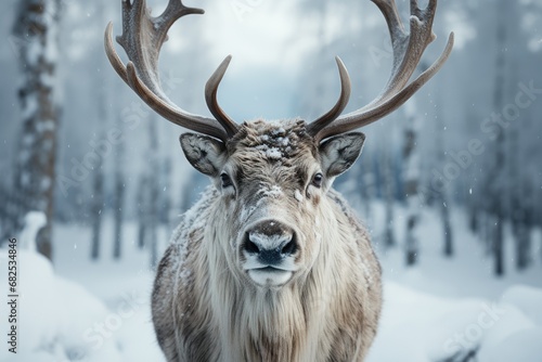 Reindeer in winter tundra or in Arctic. wildlife animals © Irina Mikhailichenko