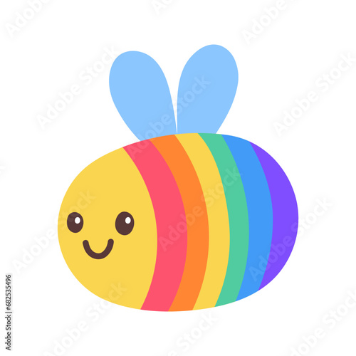 LGBT bee isolated on white background. LGBTQ. Symbol of the LGBT pride community. Rainbow.