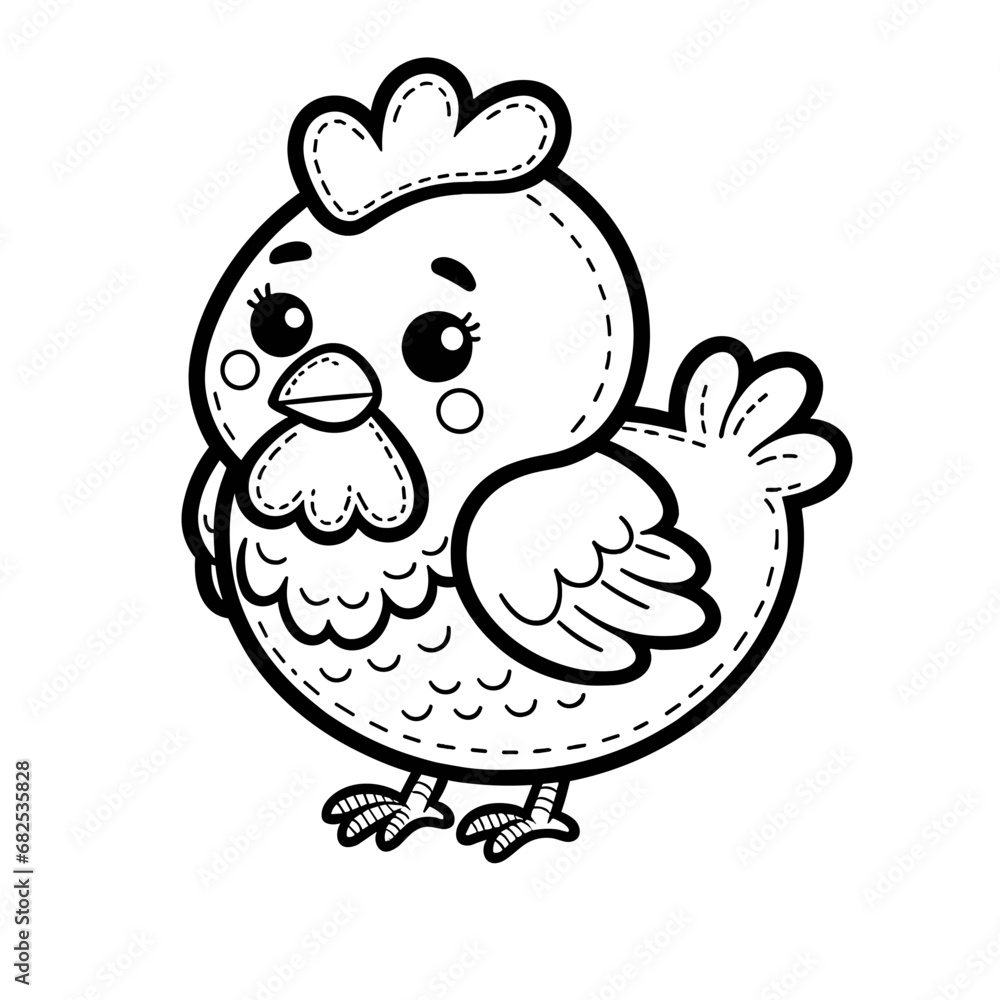 Chicken rooster birds, poultry bird chick farm themed, coloring book page, coloring book, outline, SVG vector art, isolated on a white background Chicken rooster birds, poultry bird chick farm themed, coloring book page, coloring book, outline, SVG vector art, isolated on a white background