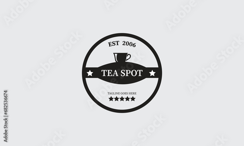 Circle logo, Vintage logo design, Tea spot logo, Tea logo, Hot, Tea lovers