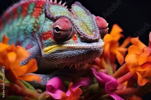 Chameleon on the flower macro © Оксана Олейник