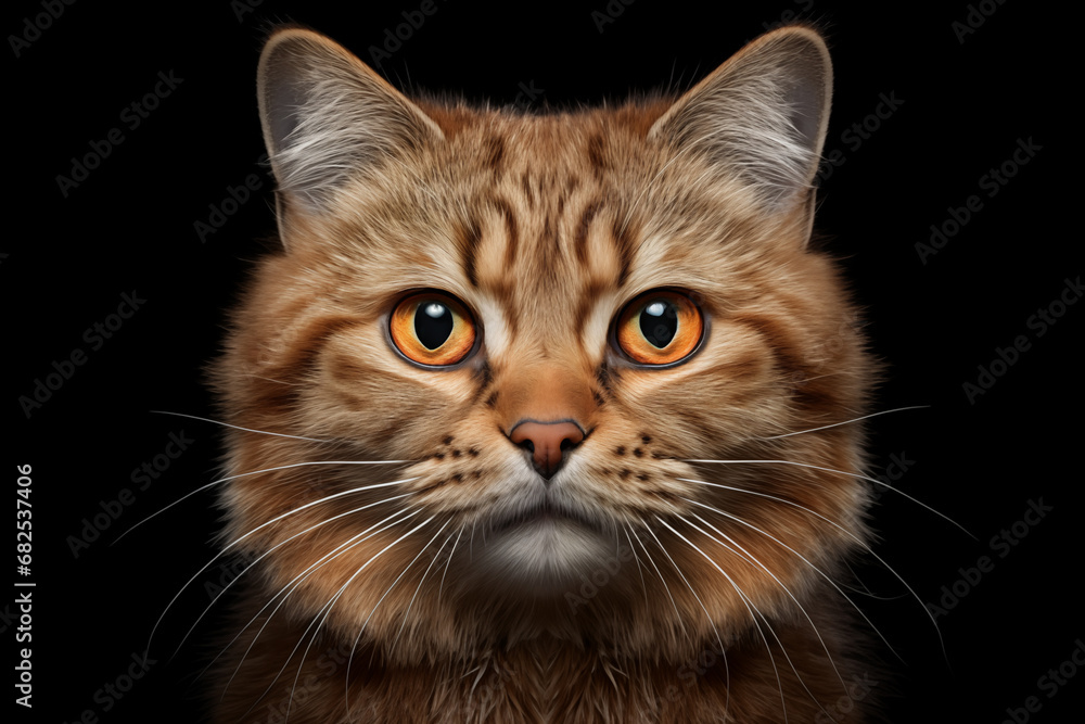 Close-up of a cat's muzzle on a black background Close-up of a cat's muzzle on a black background