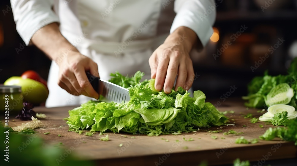 The kitchen is filled with the sounds of chopping and slicing as the chef creates a vibrant salad. The kitchen is filled with the sounds of chopping and slicing as the chef creates a vibrant salad.
