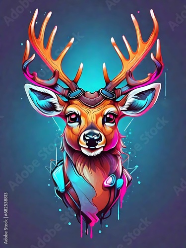 Deer head with antlers. Vector illustration on dark background, deer illustration, cute deer illustration, deer vector, deer wallpaper, deer head vector, deer low poly, deer icon, vector deer, deer